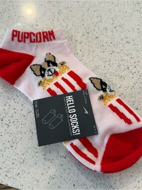 Target Men’s Low Cut 'Pupcorn' Red, White & Black Novelty Socks